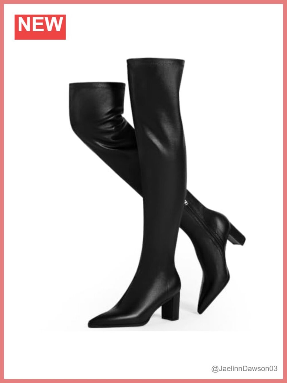 Stretch PU Leather Over the Knee Block Heel Boots Women's High Heel Thigh High
